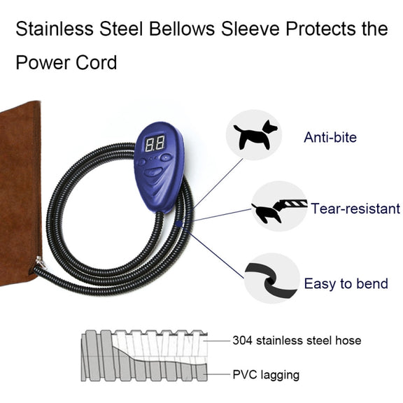 40x30cm Blue 12V Low Voltage Multifunctional Warm Pet Heating Pad Pet Electric Blanket(US Plug)
