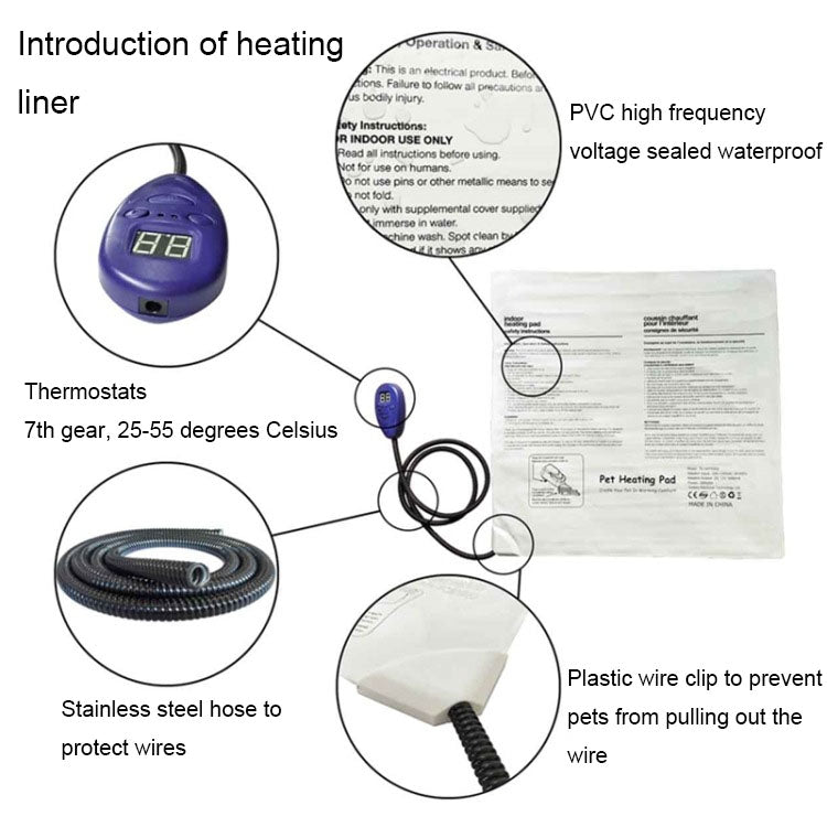 40x30cm Coffee 12V Low Voltage Multifunctional Warm Pet Heating Pad Pet Electric Blanket(EU Plug)