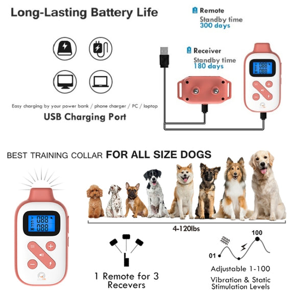 PaiPaitek PD523 1000m Remote Control Rechargeable Water-resistant Dog Trainer
