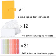 A6 Macaron Notebook PU Loose-leaf Cash Budget Handbook(Black)