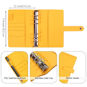 A6 Macaron Notebook PU Loose-leaf Cash Budget Handbook(Black)
