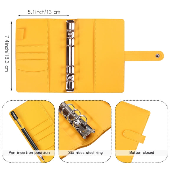 A6 Macaron Notebook PU Loose-leaf Cash Budget Handbook(Black)