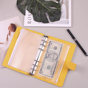 A6 Macaron Notebook PU Loose-leaf Cash Budget Handbook(Pink)