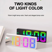 Colorful Fonts LED Electronic Alarm Clock Large Screen Clock(0725 Black Shell Black Surface C)