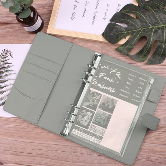 A5 Macaron Notebook PU Loose-leaf Cash Budget Handbook(Green)