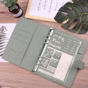 A5 Macaron Notebook PU Loose-leaf Cash Budget Handbook(Gray)