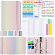 A6 Gradient Macaroon Loose-leaf Handbook Cash Budget Book(Yellow Pink Purple)