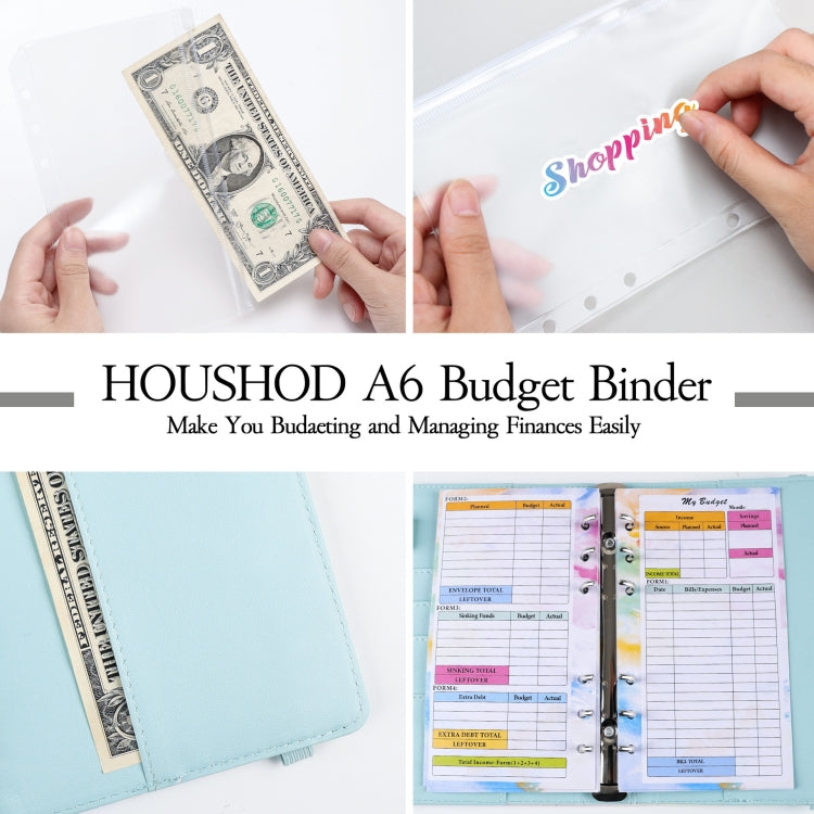 A6 Gradient Macaroon Loose-leaf Handbook Cash Budget Book(Yellow Pink Purple)