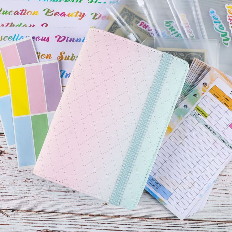A6 Gradient Macaroon Loose-leaf Handbook Cash Budget Book(Gray White)