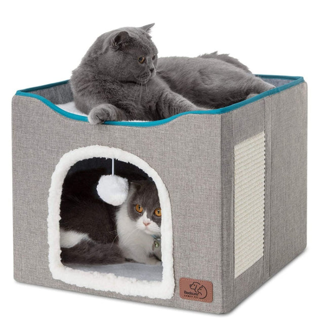 Pet Stool Pet Kennel Indoor Foldable Storage Stool Cat Dog Kennel 41 x 41 x 35cm(Deep Gray)