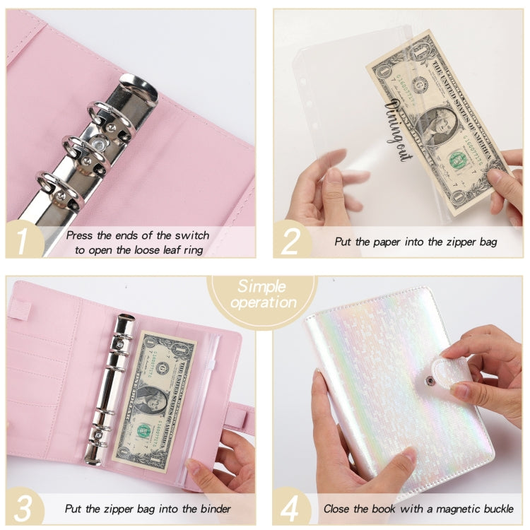 A6 Illusion Magic Square Loose-leaf PU Notebook Cash Budget Book(Pink)