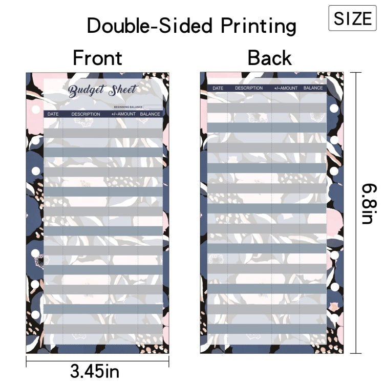 60 Sheets Cash Budget Card Loose-leaf Bookkeeping Replacement Core(Fruits)