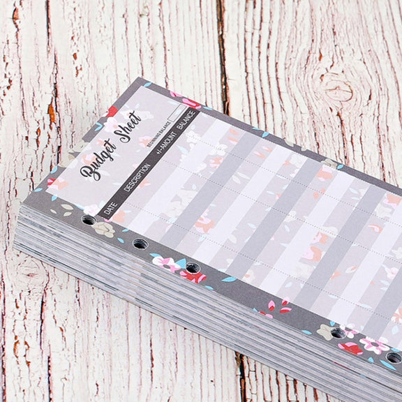 60 Sheets Cash Budget Card Loose-leaf Bookkeeping Replacement Core(Gold Leaf)