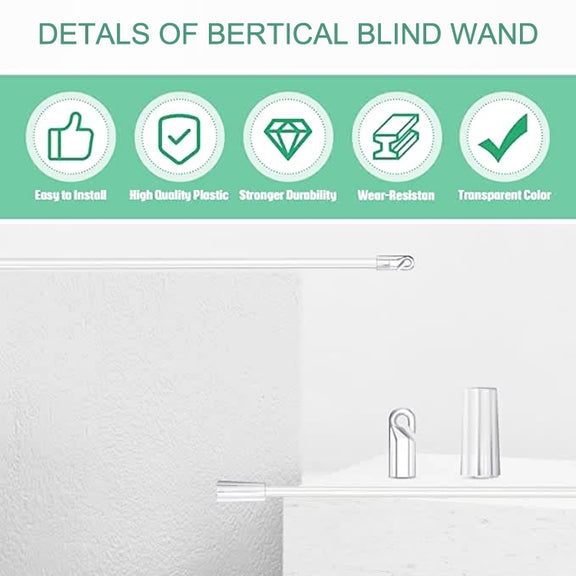 5PCS Blinds Acrylic Transparent Rod Move Light Rod With Hook Handle, Size: 17 Inch