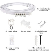 5M Curtain Track Curved Rail Hook Pulley Mounting Code Screw Expansion Plug(White)