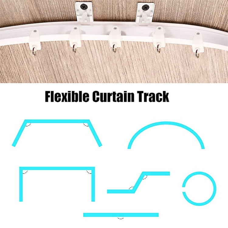 5M Curtain Track Curved Rail Hook Pulley Mounting Code Screw Expansion Plug(White)