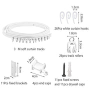 Model Steel Rail Bending Curtain Rail Flexible Guide Set, Size: 3m
