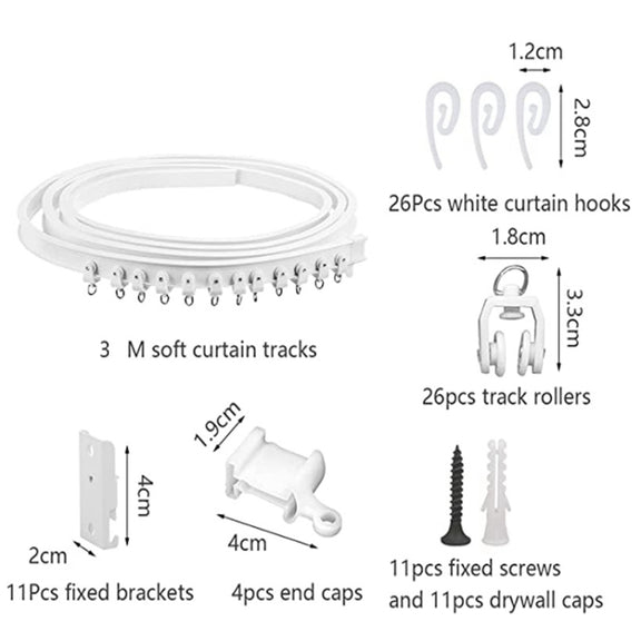 Model Steel Rail Bending Curtain Rail Flexible Guide Set, Size: 3m