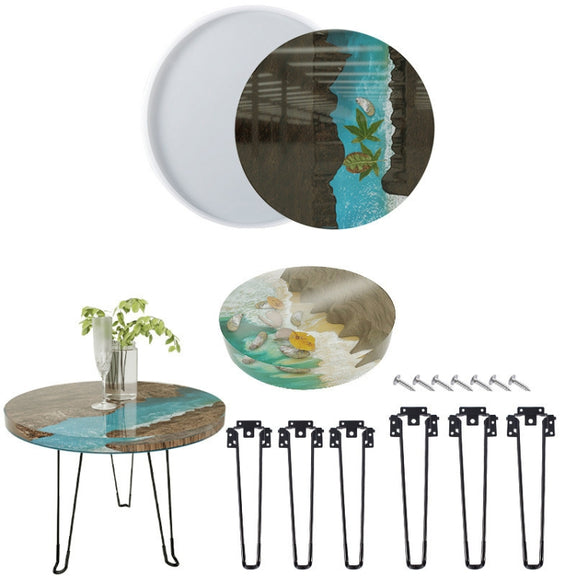 DIY Crystal Drip Rubber Round Table Mold Quicksand Table Silicone Mold Table Legs High 42cmx3
