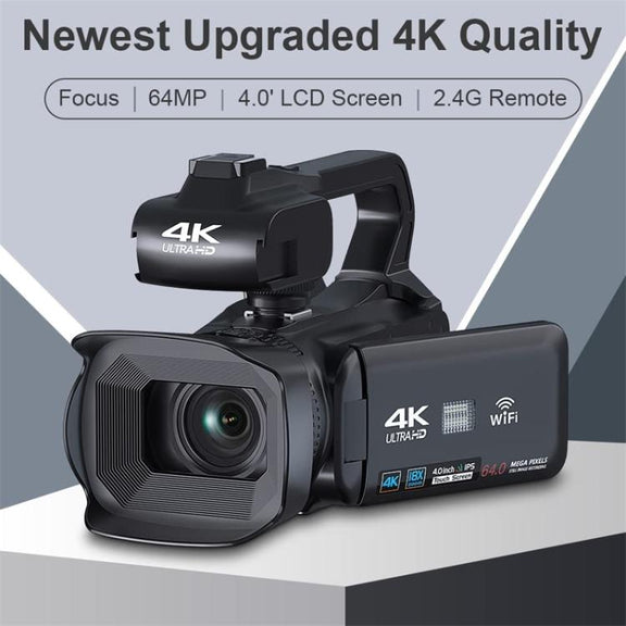 64MP 18X Zoom 4-Inch Touch Screen Handheld Digital Video Camera(16G)
