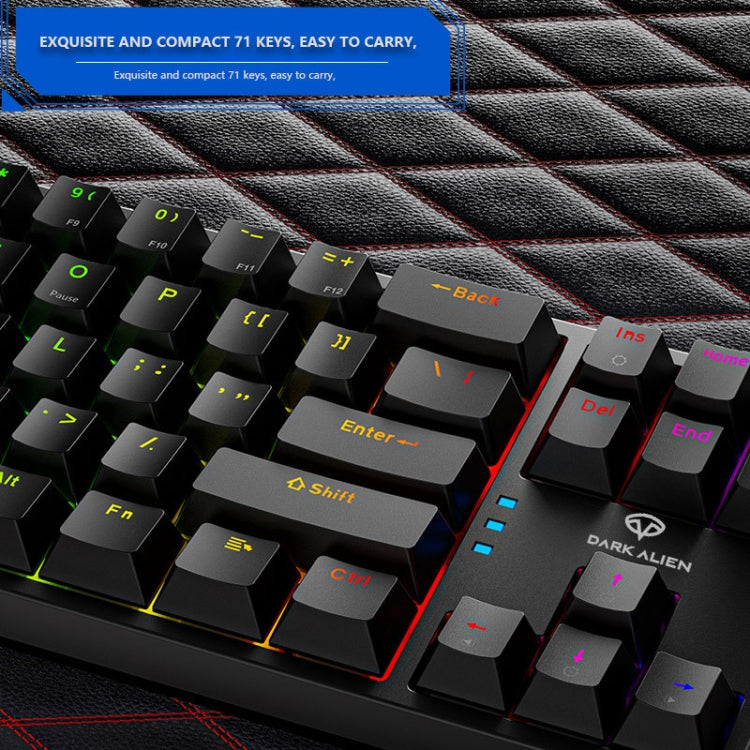 Dark Alien K710 71 Keys Glowing Game Wired Keyboard, Cable Length: 1.8m, Color: Black White Red Shaft