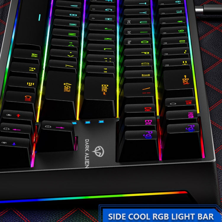 Dark Alien K710 71 Keys Glowing Game Wired Keyboard, Cable Length: 1.8m, Color: Black White Red Shaft