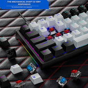 Dark Alien K710 71 Keys Glowing Game Wired Keyboard, Cable Length: 1.8m, Color: Black White Red Shaft