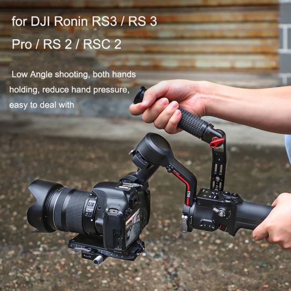For DJI Ronin RS3 Pro Adjustable Angle Aluminum Alloy Handle Stabilizer(Black)