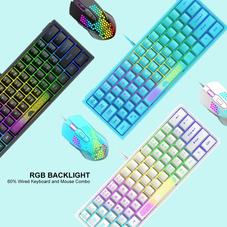 ZIYOULANG K61 62 Keys Game RGB Lighting Notebook Wired Keyboard, Cable Length: 1.5m(Blue White)