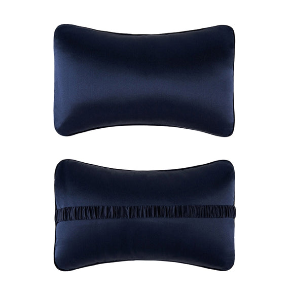 TZ19 Silk Car Head Pillow Car Memory Foam Comfort Lumbar Support(Navy)