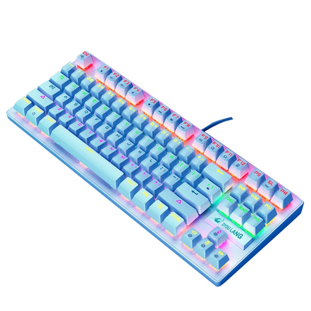 ZIYOULANG K2 87 Keys Office Laptop Punk Glowing Mechanical Wired Keyboard, Cable Length: 1.5m, Color: Blue