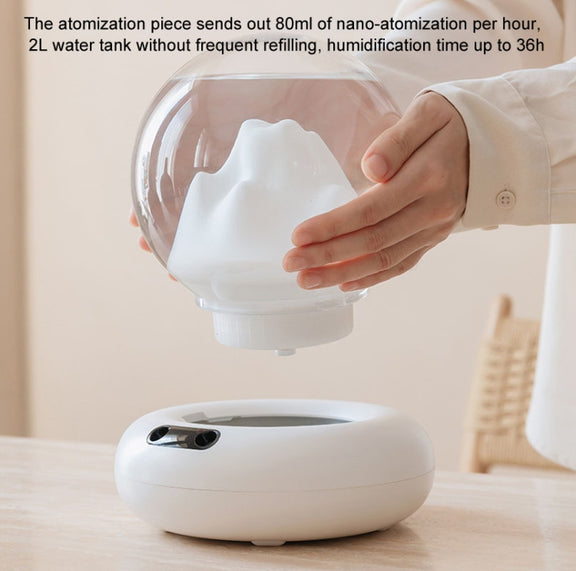 Rechargeable Moutain View Double Spray Aromatherapy Difusor Humidifier With Colorful Light(White)