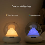 Rechargeable Moutain View Double Spray Aromatherapy Difusor Humidifier With Colorful Light(White)