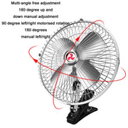 Car Powerful Fixing Clip Cooling High Wind Power Electric Fan, Specification: 8 inch Black 12V