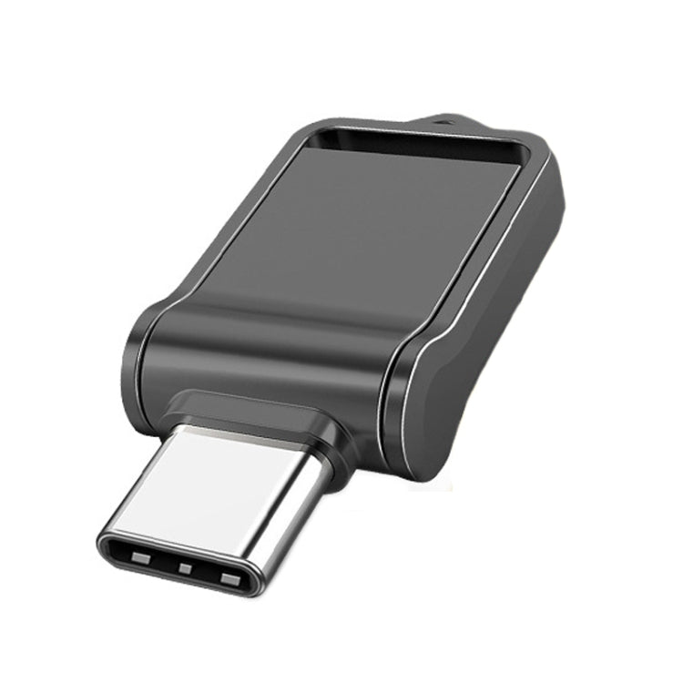 32GB USB 2.0 + Type-C/USB-C High Speed Mini Computer and Phone Dual-purpose Rotary U Disk(Black)