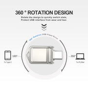 32GB USB 2.0 + Type-C/USB-C High Speed Mini Computer and Phone Dual-purpose Rotary U Disk(Black)