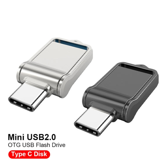 64GB USB 2.0 + Type-C/USB-C High Speed Mini Computer and Phone Dual-purpose Rotary U Disk(Black)