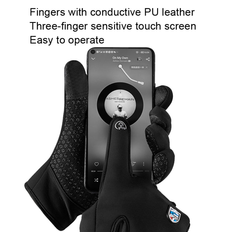 A045 Cycling Gloves Touch Screen Windproof Water-resistant Sport Keep Warm Gloves, Size: L(Black)