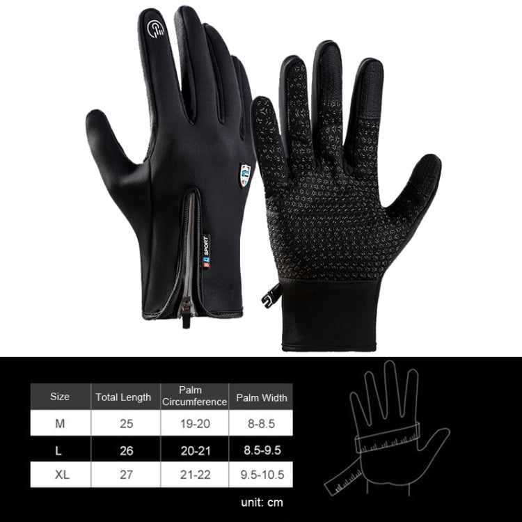 A045 Cycling Gloves Touch Screen Windproof Water-resistant Sport Keep Warm Gloves, Size: L(Black)