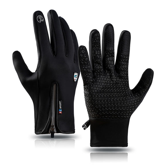 A045 Cycling Gloves Touch Screen Windproof Water-resistant Sport Keep Warm Gloves, Size: L(Black)
