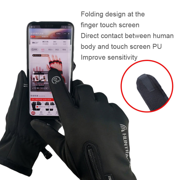 HUNTRANGE A022 Outdoor Water-resistant Touch Screen Riding Keep Warm Gloves, Size: L(Black)