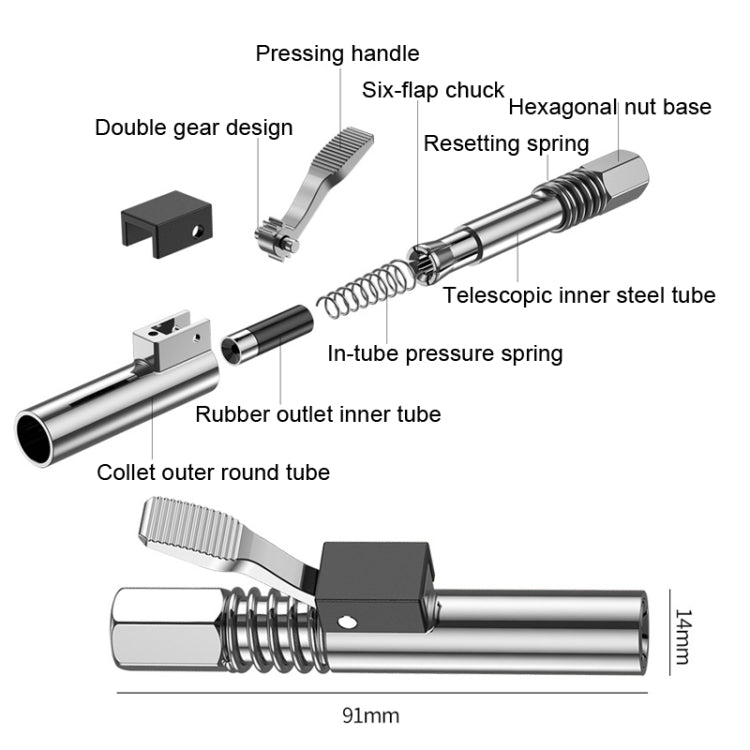 PC002 Lock Clamp Type High Pressure Grease Nozzle, Style: Butter Mouth+30cm Hose