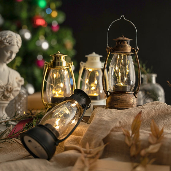 Retro Lantern Table Decoration Christmas Scene Decoration Simulation Oil Lamp(Bronze)