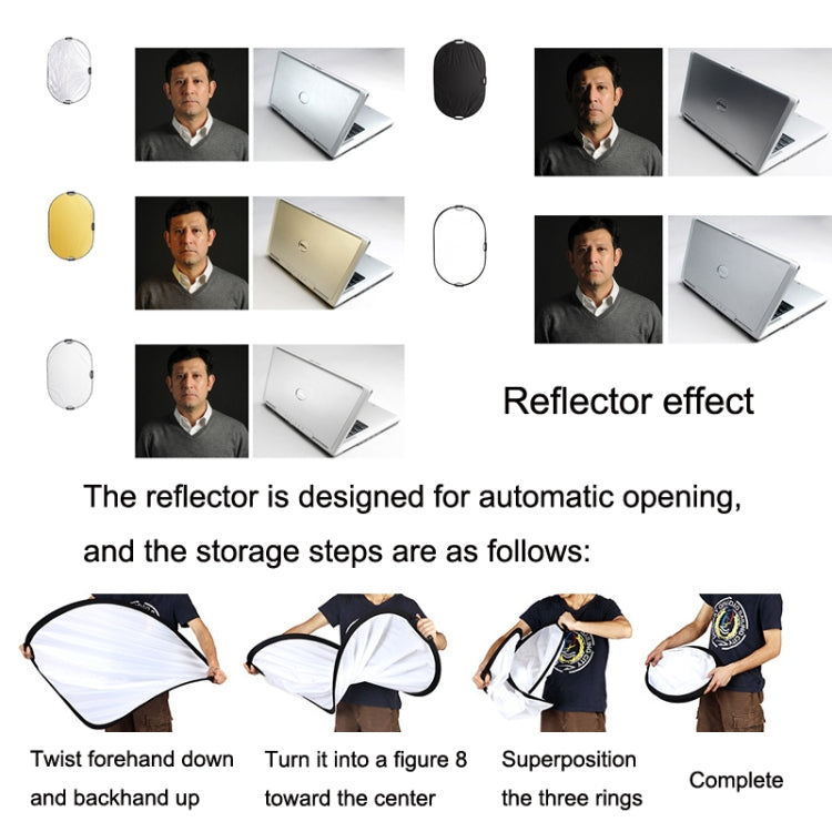Selens  5 In 1 (Gold / Silver  / White / Black / Soft Light) Folding Reflector Board, Size: 80cm Triangle