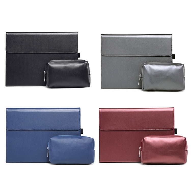 For Microsoft Surface Pro 9 Tablet Protective Case Holder(Microfiber Lambskin Texture Black Case + Power Supply Bag)