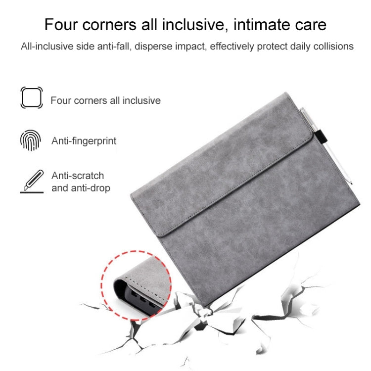 For Microsoft Surface Pro 8 Tablet Protective Case Holder(Microfiber Lambskin Texture Black Case)