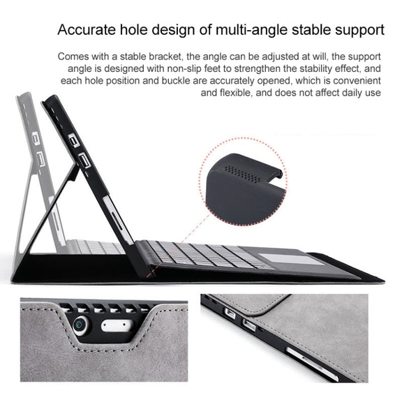 For Microsoft Surface Pro 8 Tablet Protective Case Holder(Microfiber Lambskin Texture Black Case)
