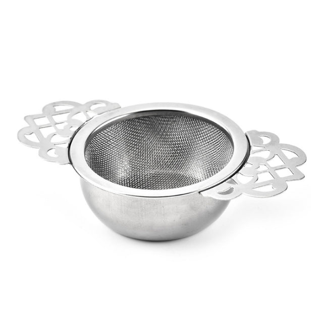 304 Stainless Steel Teapot Decorative Border Tea Filter, Color: Silver