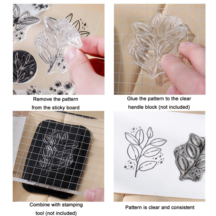 5 PCS Vintage Botanical Arrangement Handbook Clear Silicone Stamp(Falling leaves)