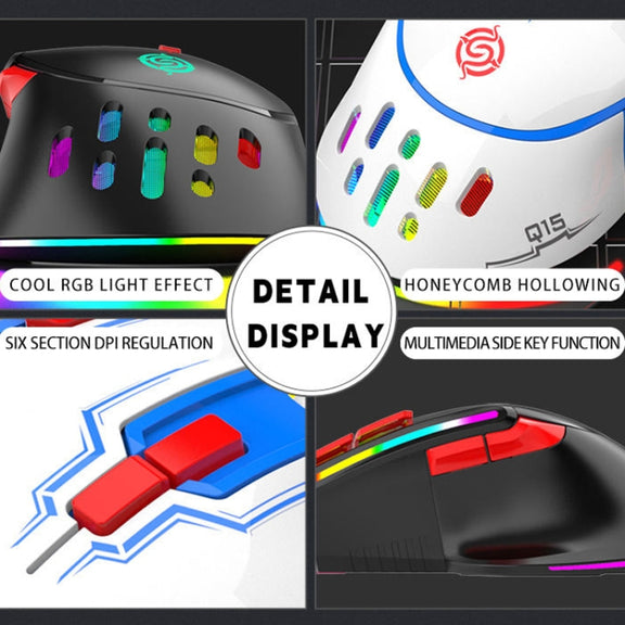 K-Snake Q15 9 Keys RGB Light Effect Wired Mechanical Mouse, Cable Length: 1.5m(White)